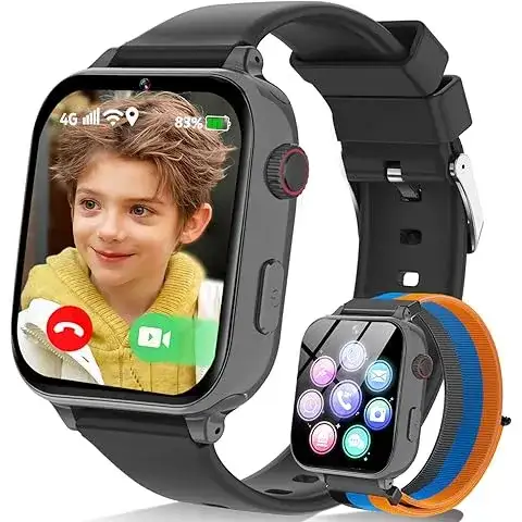 BIGGERFIVE Smart Watch for Kids No APP No Phone Needed, 1.8" Fitness Tracker Watch Pedometer, Heart Rate, Sleep Monitor, IP68 Waterproof, Step Counter, Puzzle Games for Girls Boys Teens 5-16, Blue