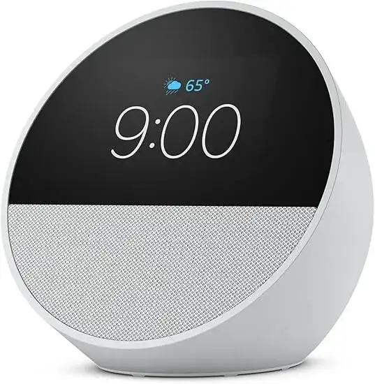 Visit the Amazon Echo & Alexa Store Amazon Echo Spot (newest model), Great for nightstands, offices and kitchens, Smart alarm clock, Designed for Alexa+, Glacier White
