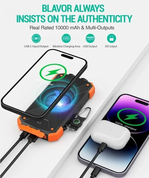 087e3a03-125d-4115-af33-11de8996297c BLAVOR Solar Power Bank 10,000mAh with Wireless & 20W Fast Charging