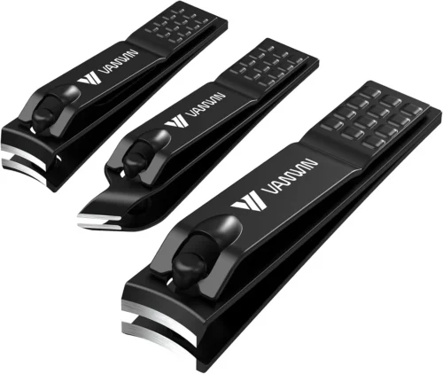 VANWIN German Nail Clippers Set 4-Pack Stainless Steel Fingernail and Toenail Clippers with Glass Nail File Black